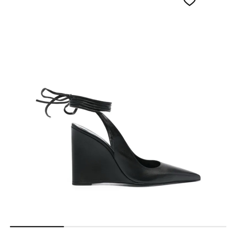 BY FAR Jet Black Leather Wedge Sandals CURRENT